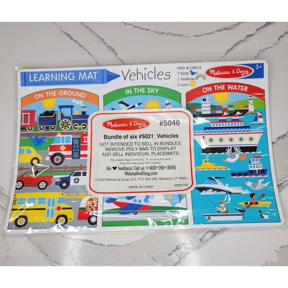 Melissa & Doug Learning Mat Vehicles lot Of 6 in The Sky On The Water On The Gro - Picture 1 of 6
